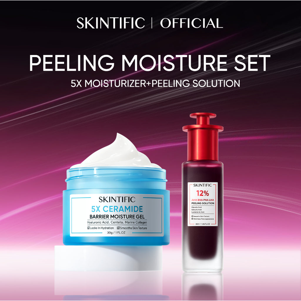 2PCS PAKET-SKINCARE SET | 12% ACID PEELING SOLUTION SERUM 30ML & 5X CERAMIDE BARRIER MOISTURIZER GEL 30G